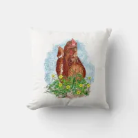 Hand drawn Chicken Art Throw Pillow