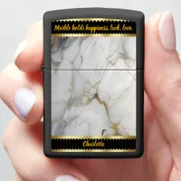 White marble with fine gold veins zippo lighter