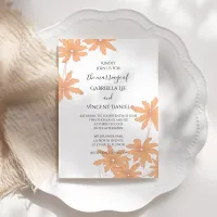 Orange Daisies on White Wedding Invitation