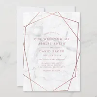 Marble Rose Gold Geometric Wedding Invitation