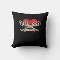 Cross My Heart Hope To Die Skeleton Hands Hearts Throw Pillow