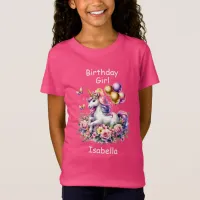 Birthday Girl Pink, Purple and Gold Unicorn T-Shirt