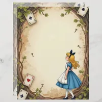 Alice Wonderland Keys and Cards Scrapbook Paper