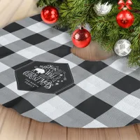 Wild Wonderful Christmas Black Buffalo Plaid ID604 Brushed Polyester Tree Skirt