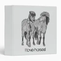 I love horses! Cute Icelandic ponies 3 Ring Binder