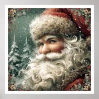 Vintage Santa Claus Illustration Nostalgic Style Poster