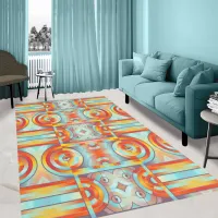 Bold Geometric Abstract Warm Tones ID999 Rug