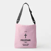 Pink Stars Pattern Bible Verse Christian Crossbody Bag