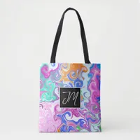 Purple and Blue Marble Fluid Art Personalized    Tote Bag