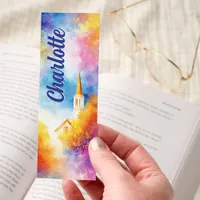 Church Colorful Autumn Watercolor Personalized Bookmarks