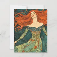 Woman With Flowing Red Hair Postcard
