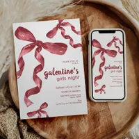 Galentines Girls Night Party Bow Invitation