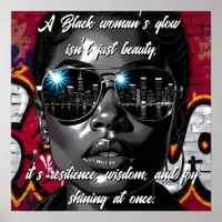 Black Women's Quote | City Skyline in Sunglasses Poster