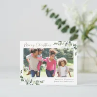 Eucalyptus Gold Foil Merry Christmas Photo Holiday Card