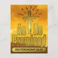 As He Promised Deuteronomy 26:19 Bible Verse Postcard