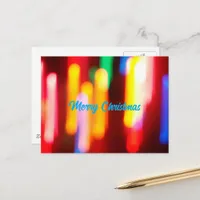 Colorful Abstract Christmas Lights Merry Christmas Postcard