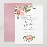 Blush Pink and Rose Gold 30th Birthday Party Invitation