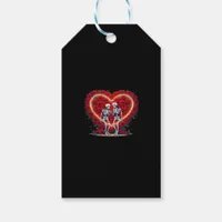 Skeleton Couple Holding Hands Inside A Heart Of Ro Gift Tags