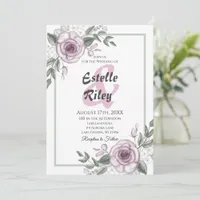 Mauve Roses Elegant Floral Wedding Invitation