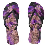 Modern fractal in black and purple flip flops