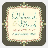 Bohemian Lace Save the Date Sticker