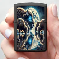 Buffaloes Beneath a Vast Cosmic Sky Zippo Lighter