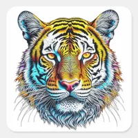 Cool Abstract Tiger Face Square Sticker