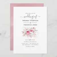 Pink and Rose Gold Floral Wedding Invitation