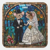 Cute Mouse Wedding Couple  Square Sticker