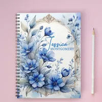 Elegant Vintage Serene Blue Blossoms  Notebook