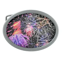 Fireworks Display Oval Belt Buckle