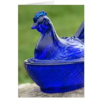 Vintage Blue Glass Hen