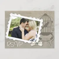 Vintage Wedding Invitation RSVP with Photo