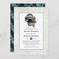 Damask and Lace Gothic Wedding Rehearsal Dinner Invitation
