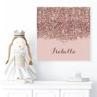 Personalized Rose Gold Glitter Name Faux Canvas Print