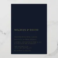 Navy Simple Elegant Modern Wedding  Foil Invitation