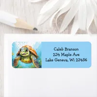A Swimming Sea Turtle  Label