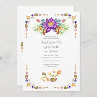 Paisley Lotus Flower Indian Bridal Shower Invitation