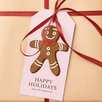 Gingerbread Man Pink Christmas Gift Tags