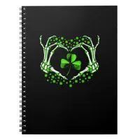 Skeleton Hand Heart Shamrock St Patricks Day Paddy Notebook