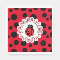 Red Ladybug Girl's Baby Shower Napkins