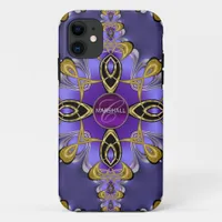 Purple Stylish Satin Lace Art Monogram iPhone Case