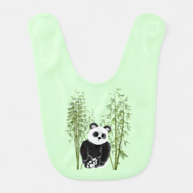 Cute Panda Sitting in Bamboo Bib