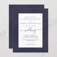 Budget Navy Blue Rose Gold Geometric Wedding