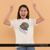 Music Heart Rainbow Doodle Personalized Birthday T-Shirt