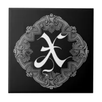 Elegant Goth Initial N Ceramic Tile