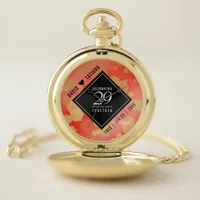 Elegant 29th Garnet Wedding Anniversary Pocket Watch