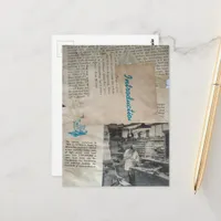 Retro Woodworking Intro Mixed Media Collage  Postcard