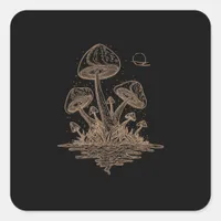 Cottagecore Mushrooms Fungi Goblincore Aesthetic Square Sticker