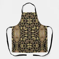 Tribal Aztec Fusion Black & Gold Pattern Apron